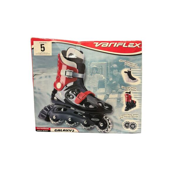 Variflex Galaxy 2 Youth Inline Skates Size 5 Vintage Red Black - Picture 1 of 13